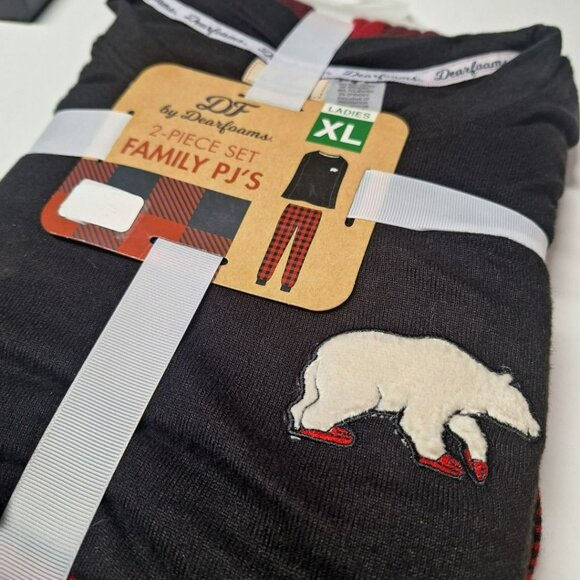 DF by Dearfoams Family PJs Pajama Buffalo Plaid Soft Polar Bear Ladies Womens XL - Picture 4 of 5
